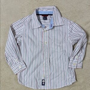 GAP Kids White and Red Striped Button Down Shirt